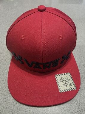 Vans Boys' Red Flat-Brim Cap